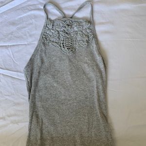 Grey laced halter tank top
